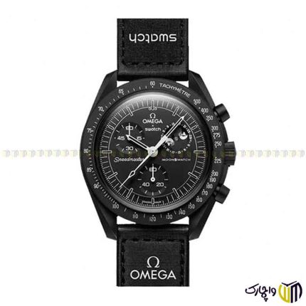 ساعت مچی عقربه ای اسپرت امگا سواچ مدل MOONPHASE – NEW MOON ماه