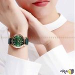 ساعت مچی عقربه ای کوارتز بند چرمی زنانه برند نیوی فورس 5020 رنگ سبز زمردی