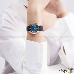 ساعت مچی عقربه ای کوارتز بند چرمی زنانه برند نیوی فورس کد 5020 رنگ سرمه ای