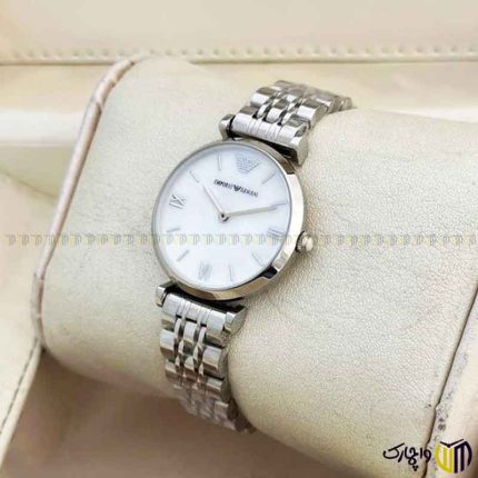 ساعت مچی عقربه ای کوارتز زنانه برند امپریو آرمانی کد 2210 رنگ نقره ای سفید‎ ‎