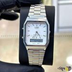 ساعت مچی عقربه ای دیجیتالی اسپرت برند کاسیو مدل ‏a230‎‏ رنگ نقره ای سفید ‏