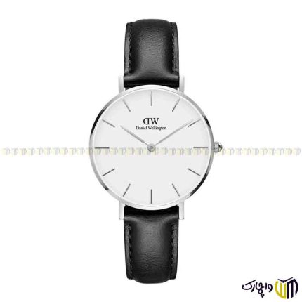 ساعت مچی عقربه ای کوارتز زنانه برند دنیل ویلینگتون گرد کد 3202 چرمی رنگ نقره ای سفید مشکی