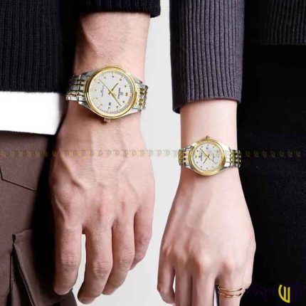 ساعت مچی عقربه ای کوارتز ست برند نیویفورس سری 8039 رنگ طلایی نقره ای سفید