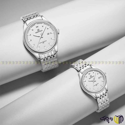 ساعت مچی عقربه ای کوارتز ست برند نیویفورس کد 8039 رنگ نقره ای سفید