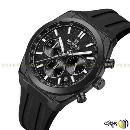 ساعت مچی عقربه ای کوارتز کرنوگراف برند نیوی فورس کد 8080 رنگ تمام مشکی