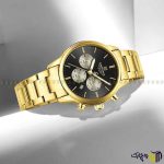 ساعت مچی عقربه ای کوارتز کرنوگراف مردانه برند نیوی فورس کد 8076 رنگ طلایی مشکی