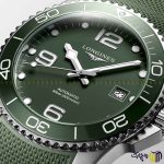 ساعت مچی عقربه ای اتوماتیک برند لانژین کد ‏hydroconquest‏ رنگ نقره ای سبز بند سیلیکونی