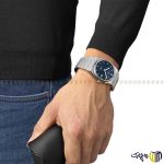 ساعت مچی عقربه ای برند تیسوت سری‎ prx ‎تمام استیل رنگ نقره ای سرمه ای