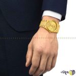 ساعت مچی عقربه ای برند تیسوت طرح‎ prx ‎تمام استیل رنگ طلایی