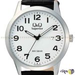 ساعت مچی عقربه ای مردانه کوارتز برند کیو اند کیو ‏Q&Q‏ مدل ‏CA08 805‎‏ رنگ مشکی سفید