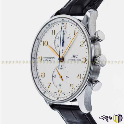 ساعت مچی عقربه ای کرنوگراف برند ‏iwc‏ رفرنس ‏IW371604‎‏ رنگ مشکی سفید رزگلد