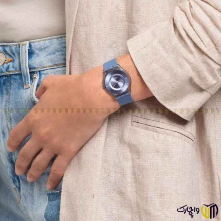 ساعت مچی عقربه ای کوارتز اسپرت برند سواچ مدل ‏DENIM BLUE SS08N100‎