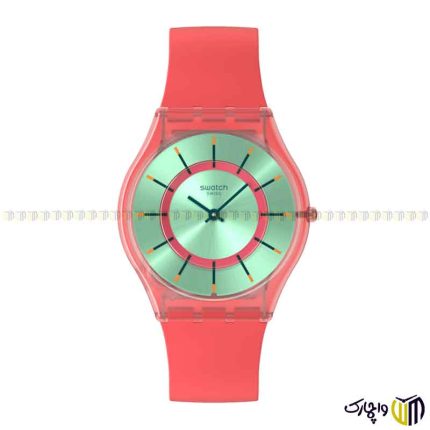 ساعت مچی عقربه ای کوارتز اسپرت برند سواچ کد ‎ MINTY MANGO DREAM SS08P111‎