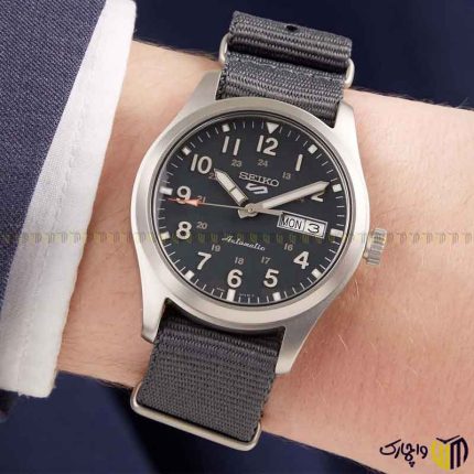 ساعت مچی عقربه کوارتز مردانه برند سیکو طرح 5 رفرنس ‏SRPJ83K‏ رنگ خاکستری