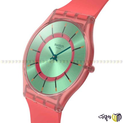 ساعت مچی عقربه ای کوارتز اسپرت برند سواچ کد ‎ MINTY MANGO DREAM SS08P111‎