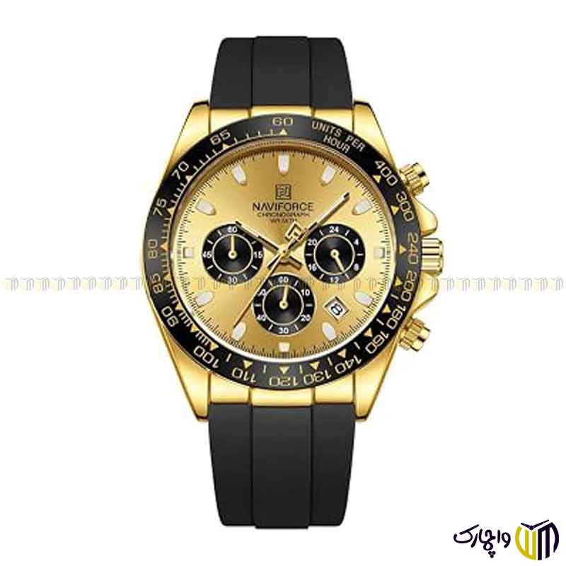 ساعت-مچی-عقربه-ای-کرنوگراف-مردانه-برند-نیوی-فورس-مدل-8054-طلایی ساعت مچی مردانه نیوی فورس کد 8054 طلایی